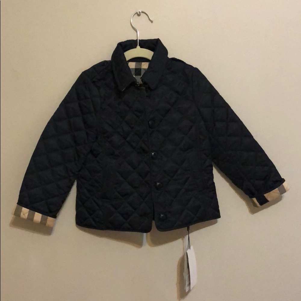 Black Burberry Kids Quilted Jacket NWT Size 5Y